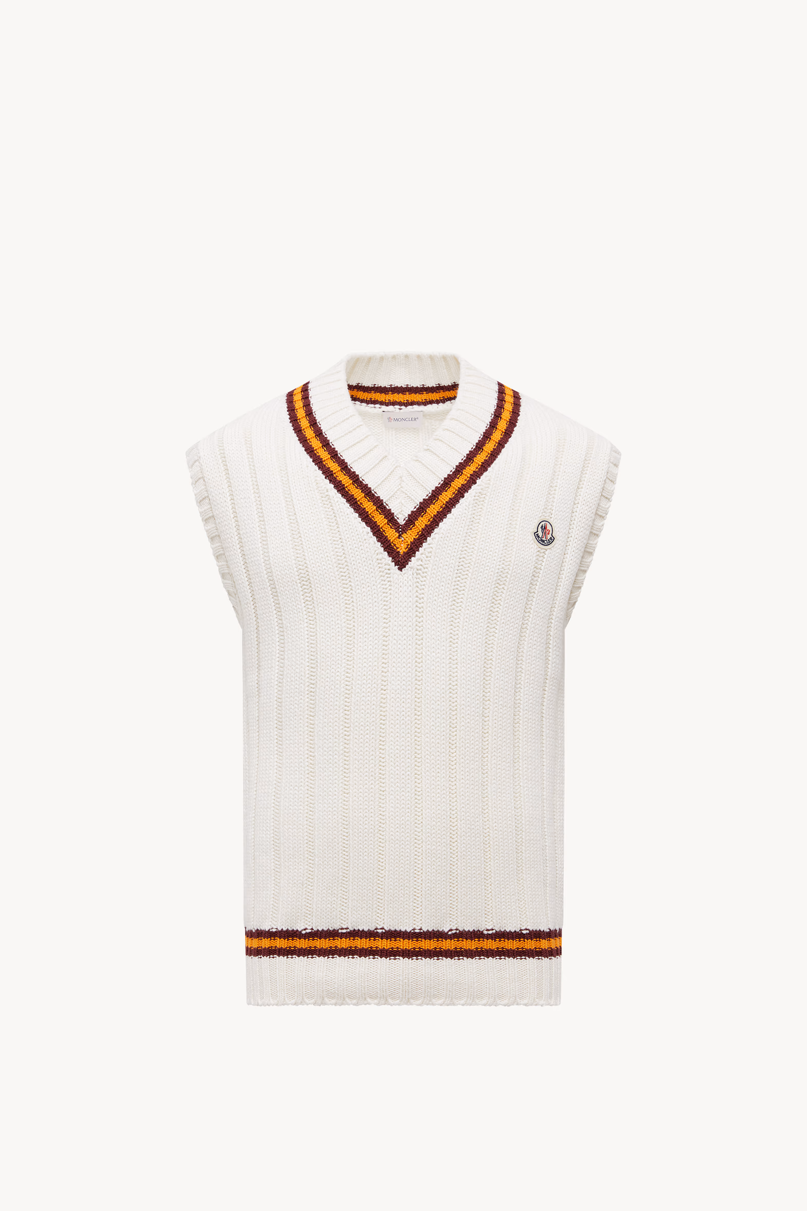 Wool & Cotton V-Neck Vest Men White Moncler 2